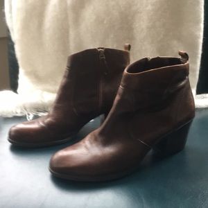 Franco Sarto Distressed Leather Heeled Bootie 8.5